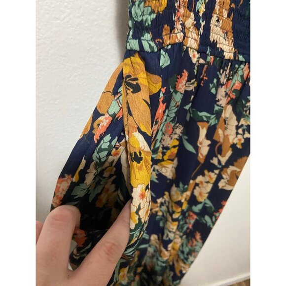 Wayward Fancies Eshakti Women's Navy Blue Floral Boho Midi Flutter Dress Large - Picture 7 of 9